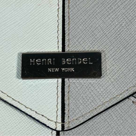 Henri Bendel New York bicolor leather envelope fold over snap clutch - Picture 9 of 10